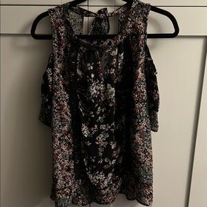 Floral Sleeveless Women's Top - Black and Red